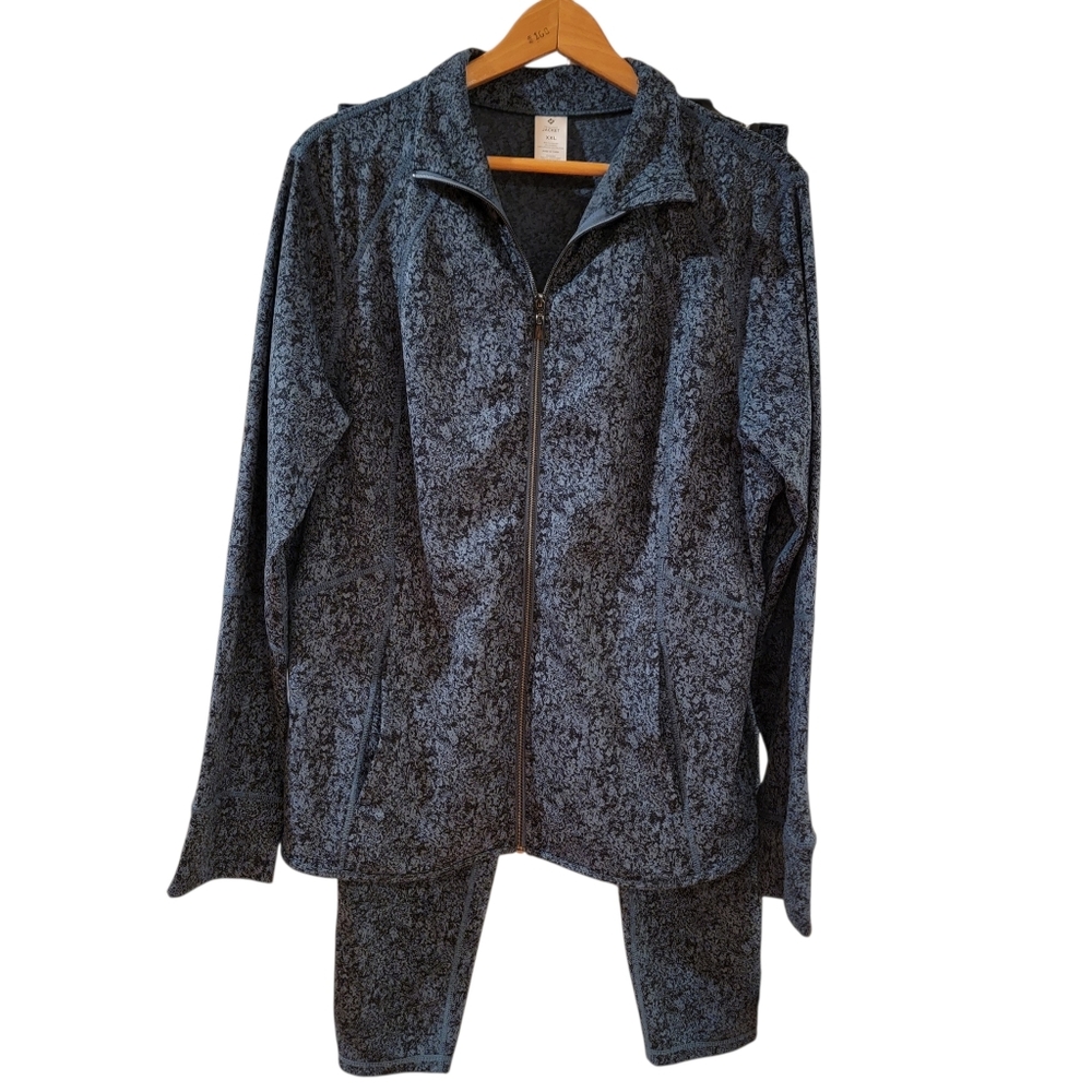 Member’s Mark Activewear Set Jacket‎ & Leggings Black Blue XXL